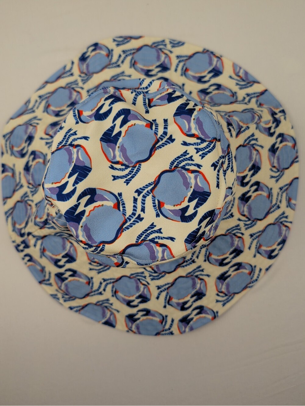 Vera Bradley Crab Print Wide Brim Sun Hat Blue One Size - Picture 5 of 6